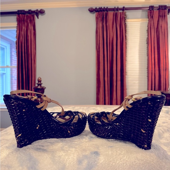 Prada Black and Tan Wedge Shoes - Picture 4 of 6